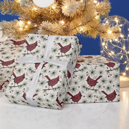 Winter Red Kardinal Pattern Geschenkpapier (Feiertage)