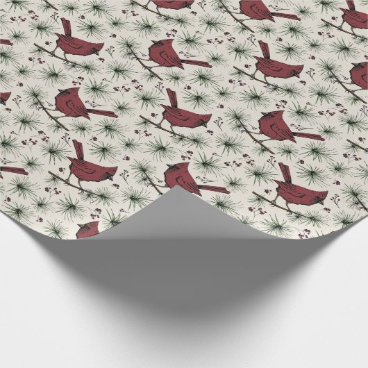 Winter Red Kardinal Pattern Geschenkpapier (Ecke)