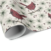Winter Red Kardinal Pattern Geschenkpapier (Rolleneckpunkt)