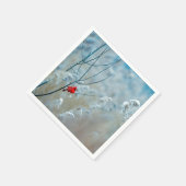 Winter Red Kardinal Snow Foto Serviette (Ecke)