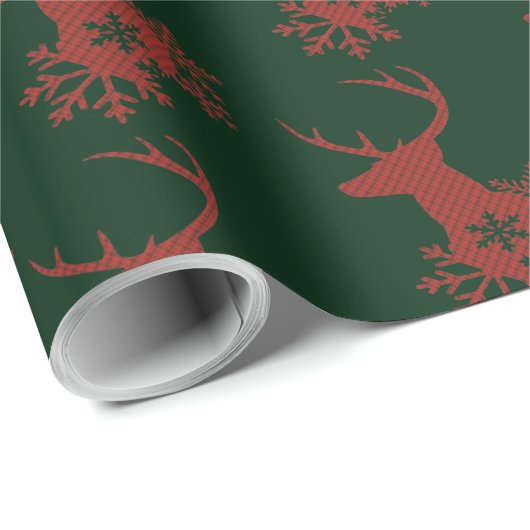 Winter Red Kariert Snowflakes Weihnachtsfest Geschenkpapier (Rolleneckpunkt)