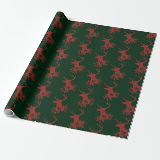 Winter Red Kariert Snowflakes Weihnachtsfest Geschenkpapier (Ungerollt)