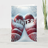 Winter Red Mittens mit Schneeflocken Karte (Vorderseite)