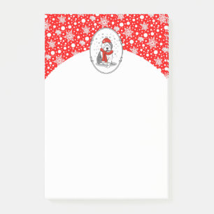 Winter (Red) Old English Sheepdog Gray 1 Holiday Post-it Klebezettel