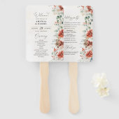 Winter Red Pinecone Hochzeitsprogramm Hand Fan Fächer (Vorne und Hinten)