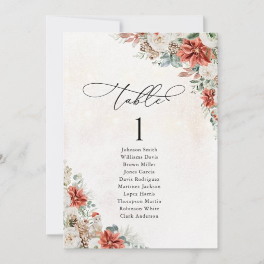 Winter Red Pinecone Tischkarten (Vorderseite)