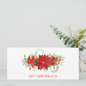Winter Red Poinsettia Holiday Geschenkgutschein (Stehend Vorderseite)