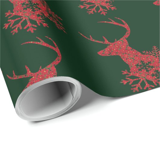 Winter Red Poinsettia Schneeflocken Weihnachtsfest Geschenkpapier (Rolleneckpunkt)