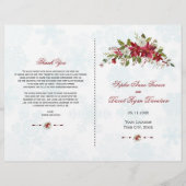 Winter Red Poinsettia Snowflakes Hochzeitsprogramm (Vorderseite)