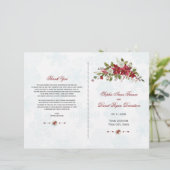 Winter Red Poinsettia Snowflakes Hochzeitsprogramm (Stehend Vorderseite)