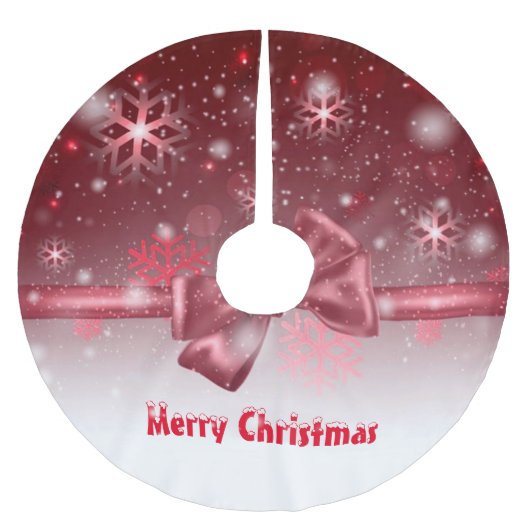 Winter Red Polyester Weihnachtsbaumdecke (Vorderseite)