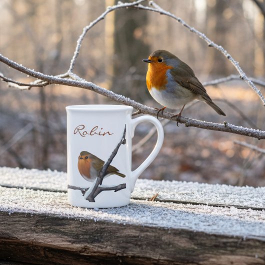 Winter Red Robin Birds Individuelle Name Porzellantasse