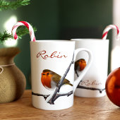 Winter Red Robin Birds Individuelle Name Porzellantasse