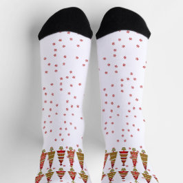 Winter Red Snowflakes Weihnachtsbaumdekor Weiß Socken
