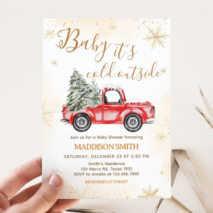 Winter Red Truck Baby Dusche Einladung