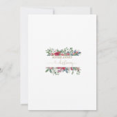 Winter Red White Blume Gold Girening Einladung (Rückseite)