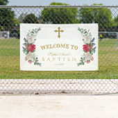 Winter Red White Blume Gold Willkommenszeichen Banner (Insitu)