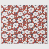 Winter Red White Christmas Floral Pattern Geschenkpapier (Flach)