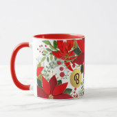 Winter Red White Gold Poinsettia Holiday Custom Tasse (Links)