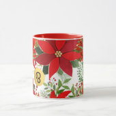 Winter Red White Gold Poinsettia Holiday Custom Tasse (Zentrum)