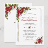 Winter Red White Poinsettia Rose Gold Wedding Einladung (Vorne/Hinten)