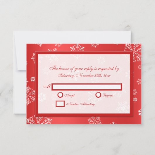 Winter Red & White Snowflake RSVP Cards (Rückseite)