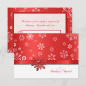 Winter Red & White Snowflake RSVP Cards Karte (Vorne/Hinten)