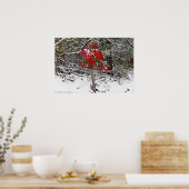 "Winter Red" Zierbamboo in Snow Poster (Küche)