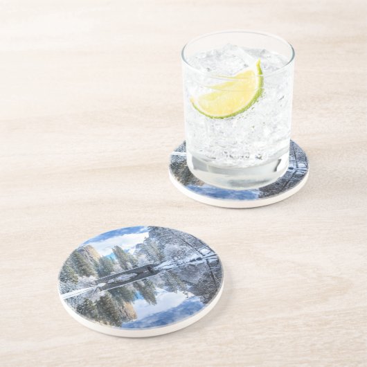 Winter-Reflexion bei Yosemite Sandstein Untersetzer (Seite)