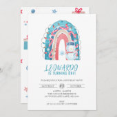 Winter-Regenbogen-Arch, Weihnachten 1. Geburtstag Einladung (Vorne/Hinten)