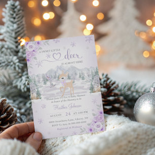Winter Reh Lila Schneeblume Baby Shower Einladung