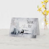 Winter Reindeer Rustic Gray Watercolor Vielen Dank Karte (Gelbe Blume)