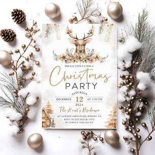Winter Rentier Blumenweihnachtsfest Party Einladung