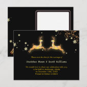 Winter Rentier Couple Save the Date Ankündigungspostkarte (Vorne/Hinten)