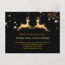 Winter Rentier Couple Save the Date Ankündigungspostkarte