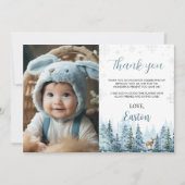 Winter Rentier Geburtstag Foto Danke Karte (Vorderseite)