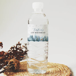 Winter Rentier Geburtstagsparty Wasserflasche Etik Wasserflaschenetikett