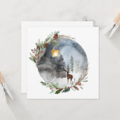 Winter Rentier Lantern Weihnachtsgrußkarten Karte (Vorderseite/Rückseite Beispiel)