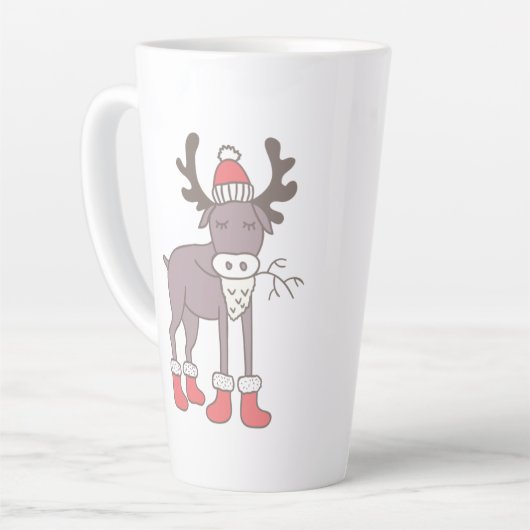 Winter Rentier Latte Tasse (Linke Ecke)