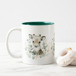 Winter Rentier Polar Bear Pinguin Grüner Kranz Zweifarbige Tasse
