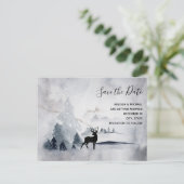 Winter-Rentier Rustikale graue Hochzeit retten Dat Einladungspostkarte (Stehend Vorderseite)