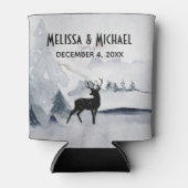 Winter Rentier Rustikale Hochzeit mit grauem Wasse Dosenkühler (Vorderseite)