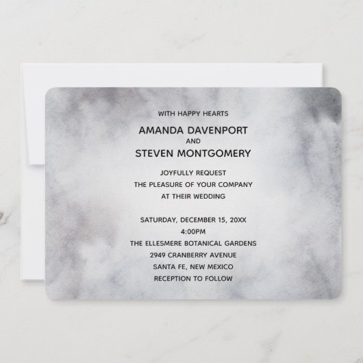 Winter Rentier Rustikale Hochzeit mit grauem Wasse Einladung (Rückseite)