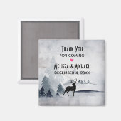 Winter Rentier Rustikale Hochzeit mit grauem Wasse Magnet (Vorderseite/Rückseite)