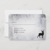 Winter Rentier Rustikale Hochzeit mit grauem Wasse RSVP Karte (Rückseite)