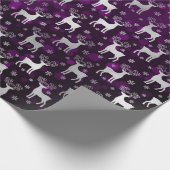 Winter Rentier & Schneeflocken Bokeh & Silberpfeif Geschenkpapier (Ecke)