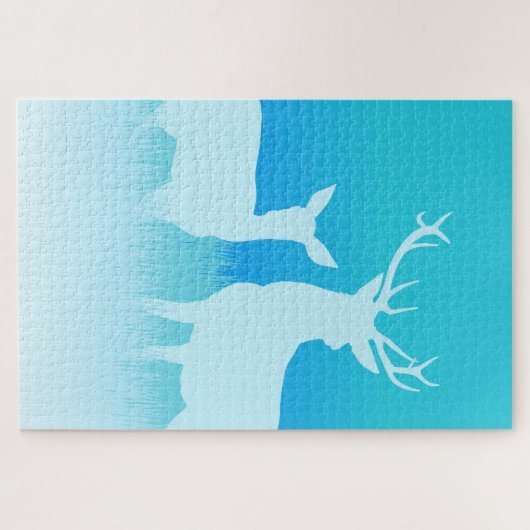 Winter-Rentier-Silhouette Puzzle (Horizontal)