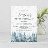 Winter Rentier Weihnachten Geburtstag Einladung (Stehend Vorderseite)