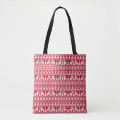 Winter Rentier, Weihnachtsmuster rot & weiß Tasche (Vorderseite)