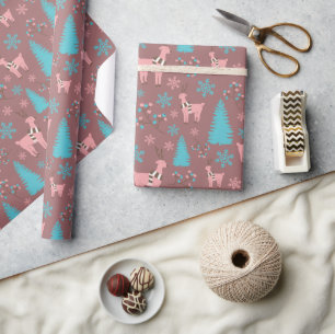 Winter Rentiere Pine Trees Schneeflocken Nahtlos Geschenkpapier